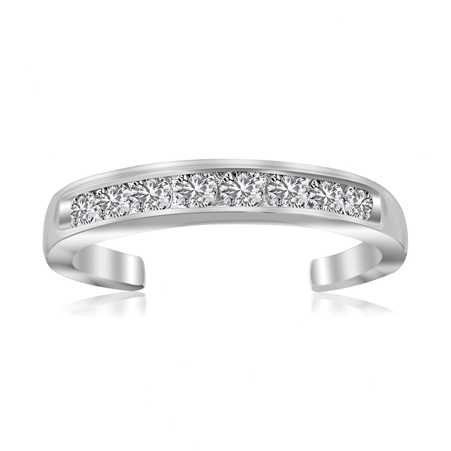 Sterling Silver Rhodium Finished Toe Ring with White Tone Cubic Zirconia Accents by Bids.com