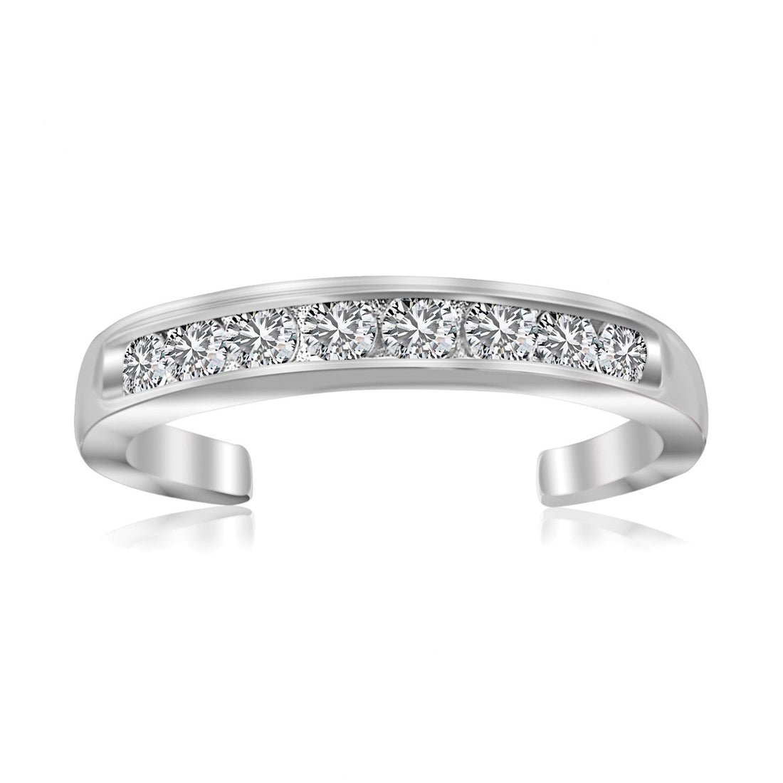 Sterling Silver Rhodium Finished Toe Ring with White Tone Cubic Zirconia Accents by Bids.com
