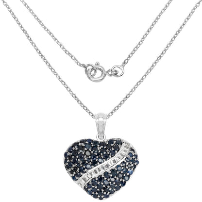 4.60 Carat Genuine Blue Sapphire and White Topaz .925 Sterling Silver Pendant by Bids.com