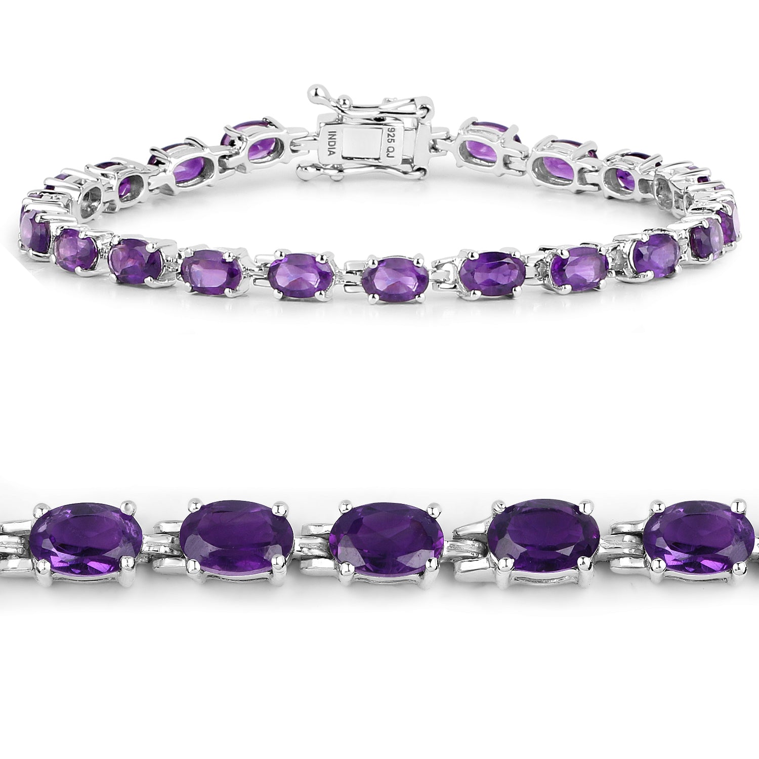 7.98 Carat Genuine Amethyst .925 Sterling Silver Bracelet by Bids.com