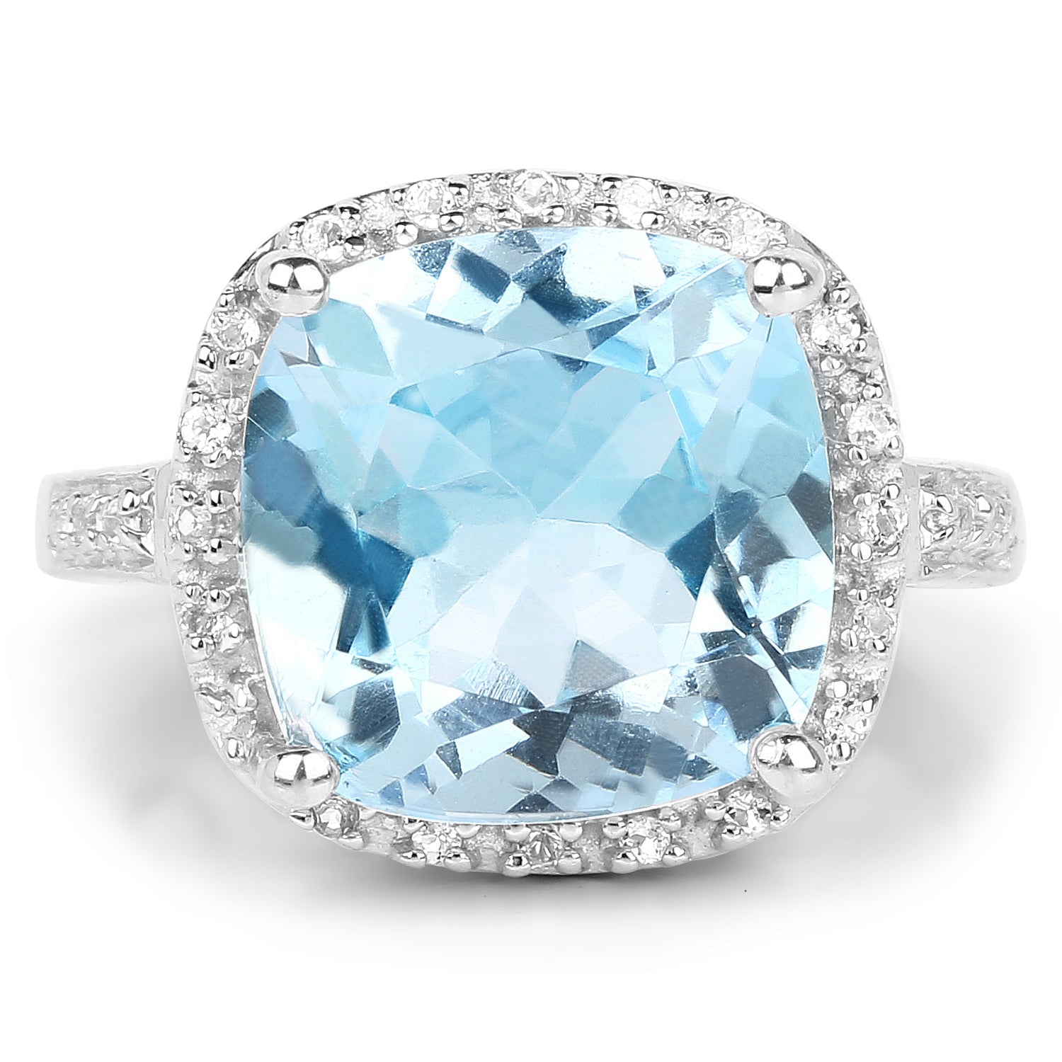 7.18 Carat Genuine Blue Topaz and White Topaz .925 Sterling Silver Ring by Bids.com