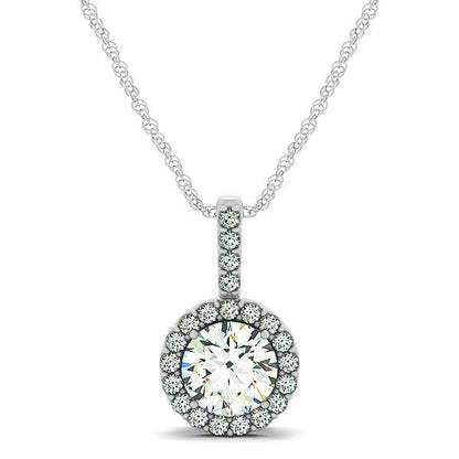 14k White Gold Diamond Halo Round Style Pendant (5/8 cttw) by Bids.com