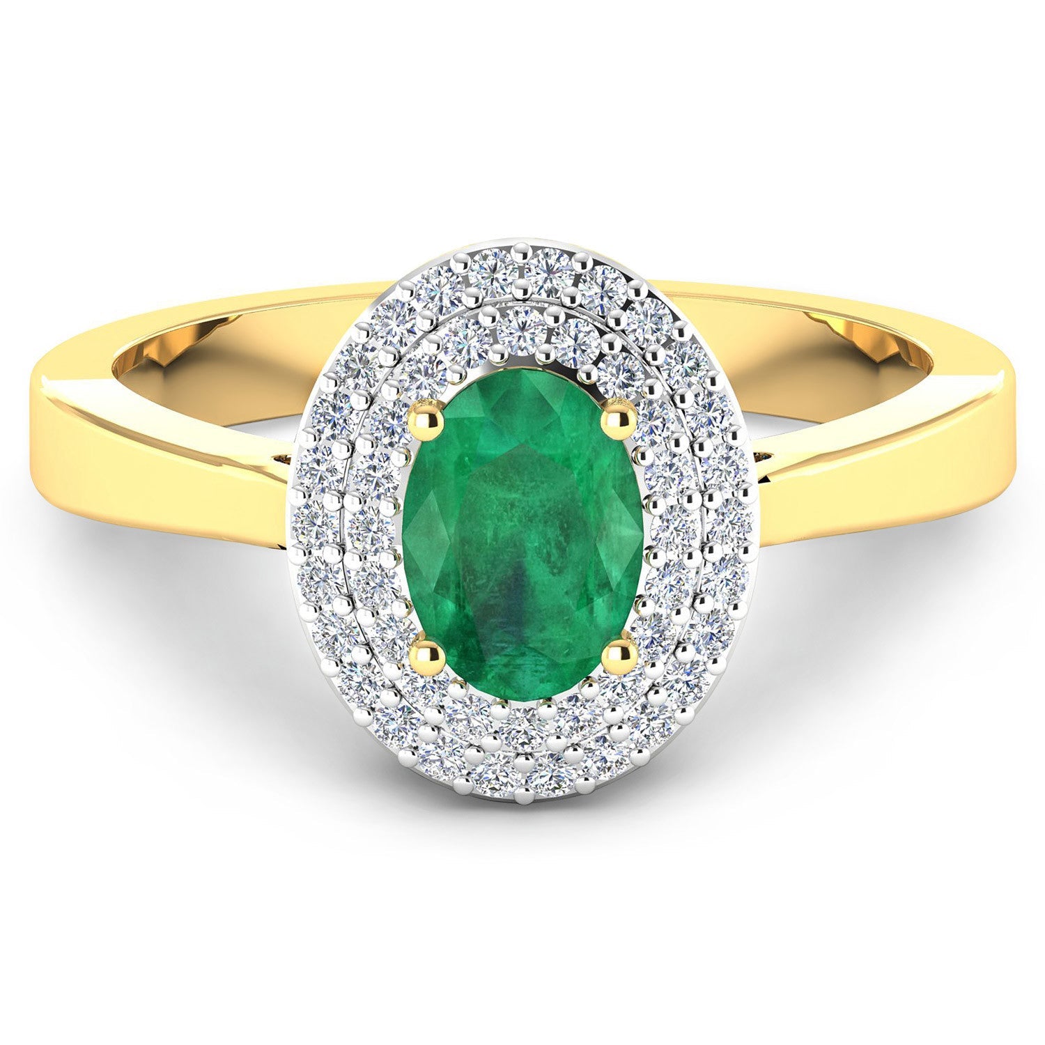 0.88 Carat Genuine Zambian Emerald and White Diamond 14K Yellow Gold Ring by Bids.com