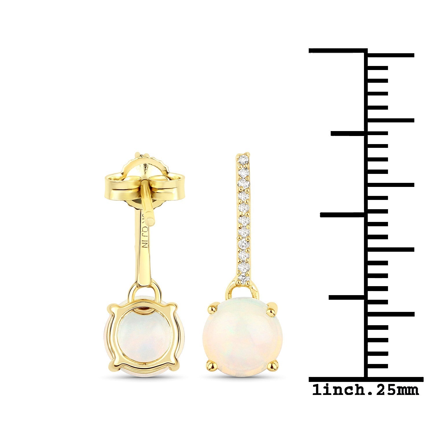 1.06 Carat Genuine Ethiopian Opal and White Diamond 10K Yellow Gold Earrings  DestGlow