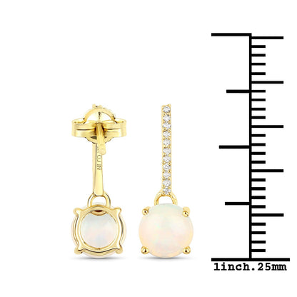 1.06 Carat Genuine Ethiopian Opal and White Diamond 10K Yellow Gold Earrings  DestGlow