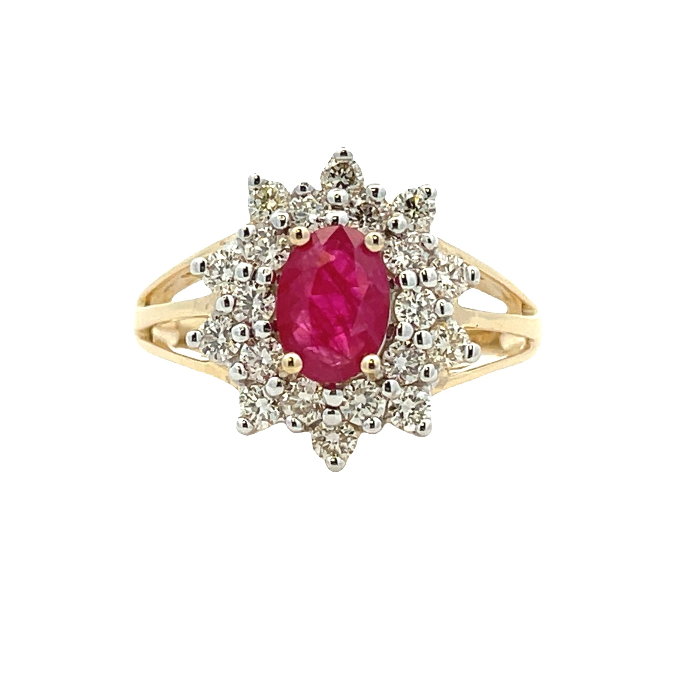 Genuine 1.65ct Ruby Diamond Ring 14KT Yellow Gold by Bids.com