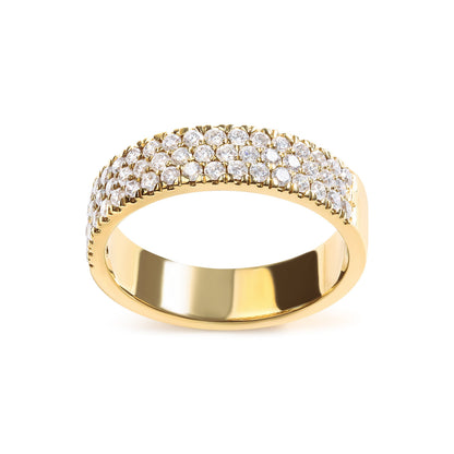 14K Yellow Gold Pave Set 3/4 cttw Multi Row Diamond Band Ring  (H-I Color, SI2-I1 Clarity) - Size 7  DestGlow
