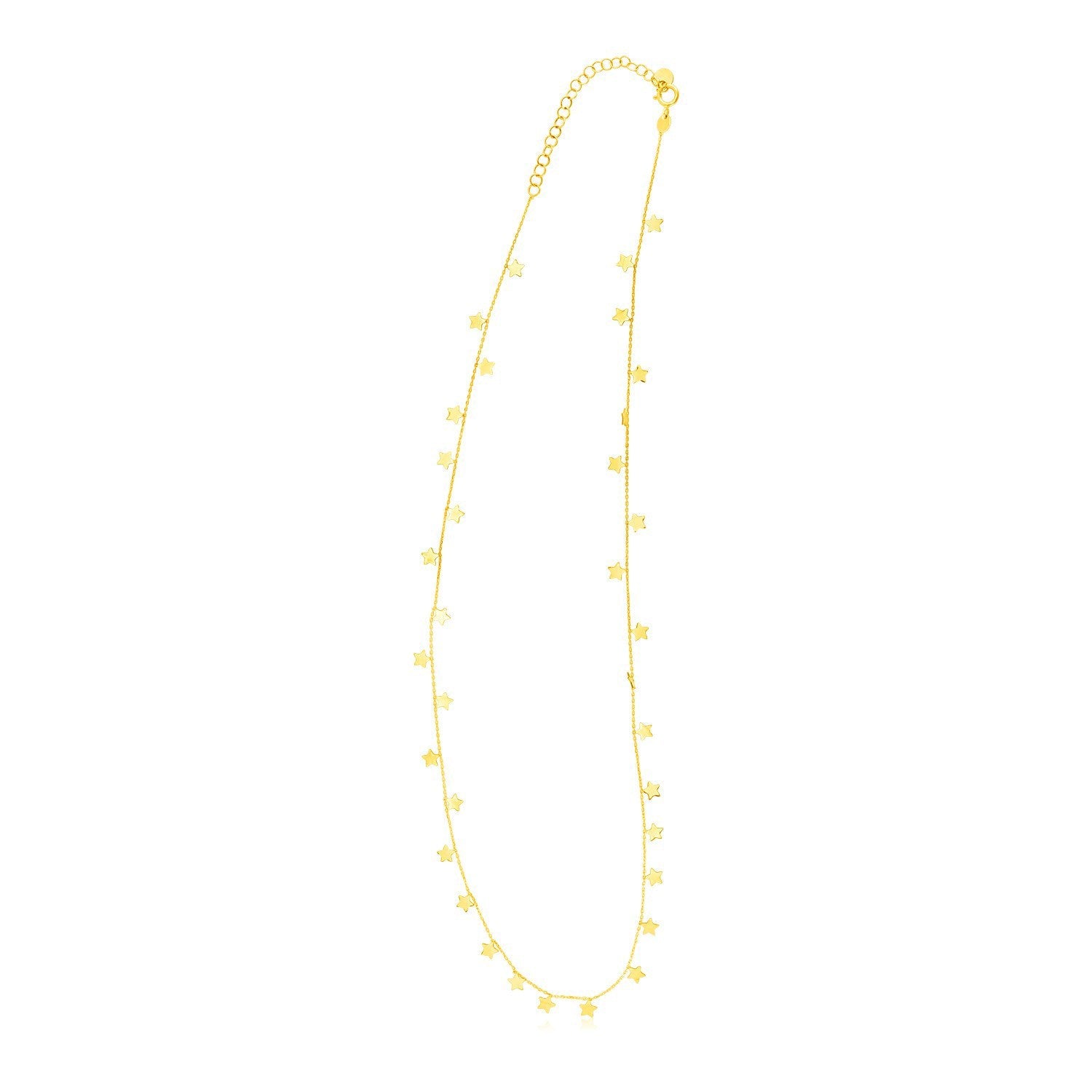14K Yellow Gold Necklace with Dangling Stars by Bids.com