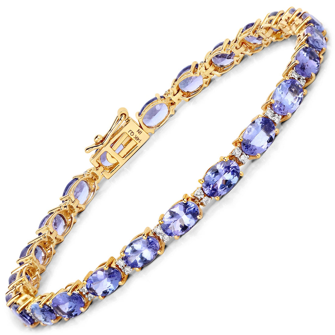 10.87 Carat Genuine Tanzanite and White Diamond 14K Yellow Gold Bracelet by Bids.com
