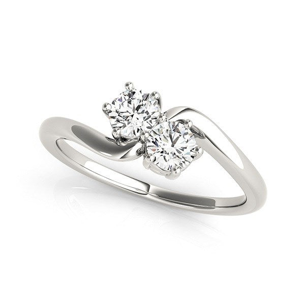 Solitaire Two Stone Diamond Ring in 14k White Gold (1/2 cttw) by Bids.com
