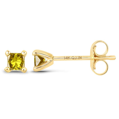 0.25 Carat Genuine Yellow Diamond 14K Yellow Gold Earrings (SI1-SI2)  DestGlow