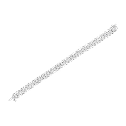 14K White Gold 5.0 Cttw Princess Cut Diamond 7" Invisible Set Wavy S-Link Tennis Bracelet (G-H Color, SI1-SI2 Clarity) by Bids.com