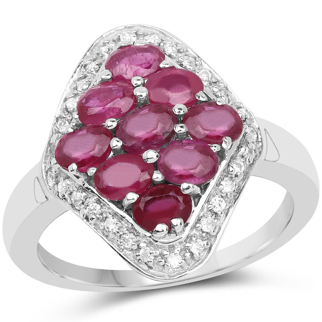2.12 Carat Genuine Glass Filled Ruby &amp; White Zircon .925 Sterling Silver Ring by Bids.com