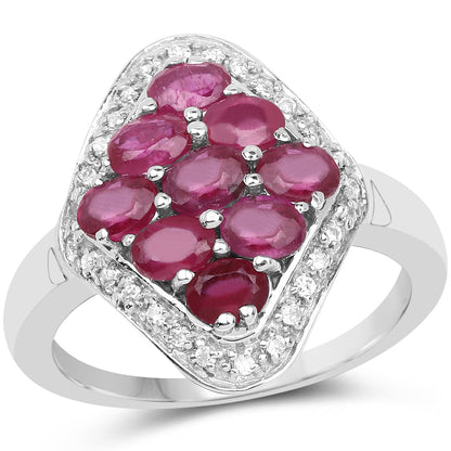 2.12 Carat Genuine Glass Filled Ruby &amp; White Zircon .925 Sterling Silver Ring by Bids.com