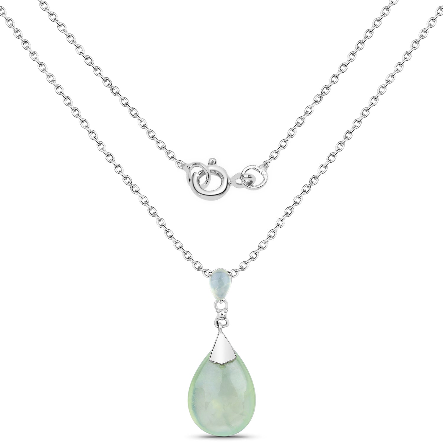 11.92 Carat Genuine Prehnite .925 Sterling Silver Pendant  DestGlow