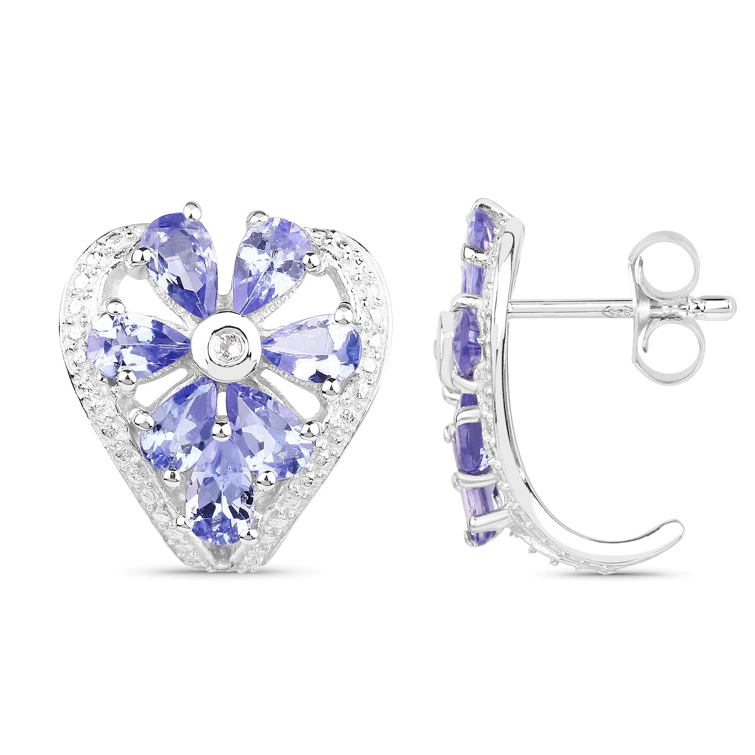 2.97 Carat Genuine Tanzanite &amp; White Topaz .925 Sterling Silver Earrings  DestGlow