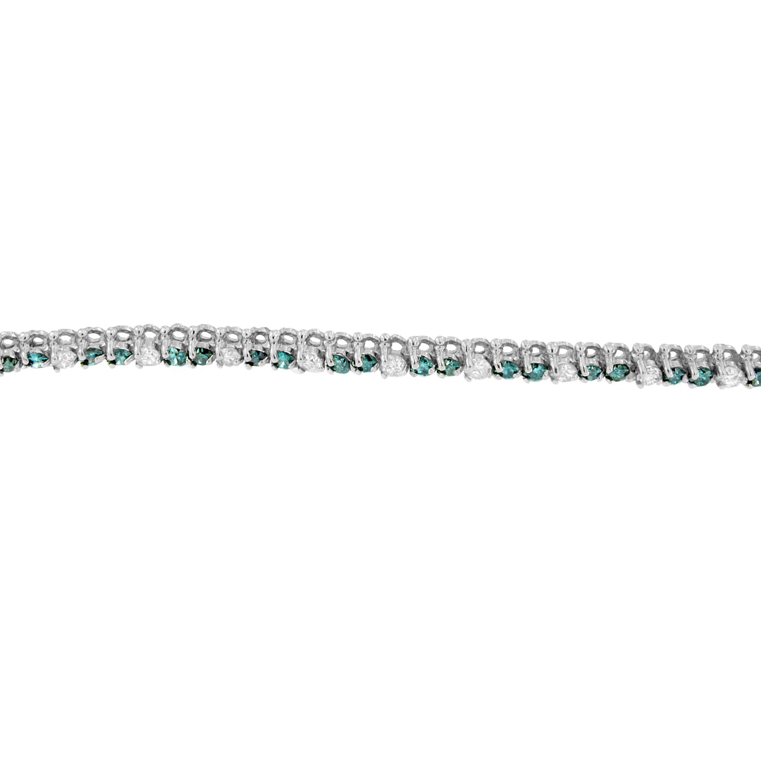 14K White Gold 4 5/8 Cttw Alternating White and Blue Diamond Martini Set Tennis Bracelet (H-I Color, I1-I2 Clarity) - 7" Inches by Bids.com