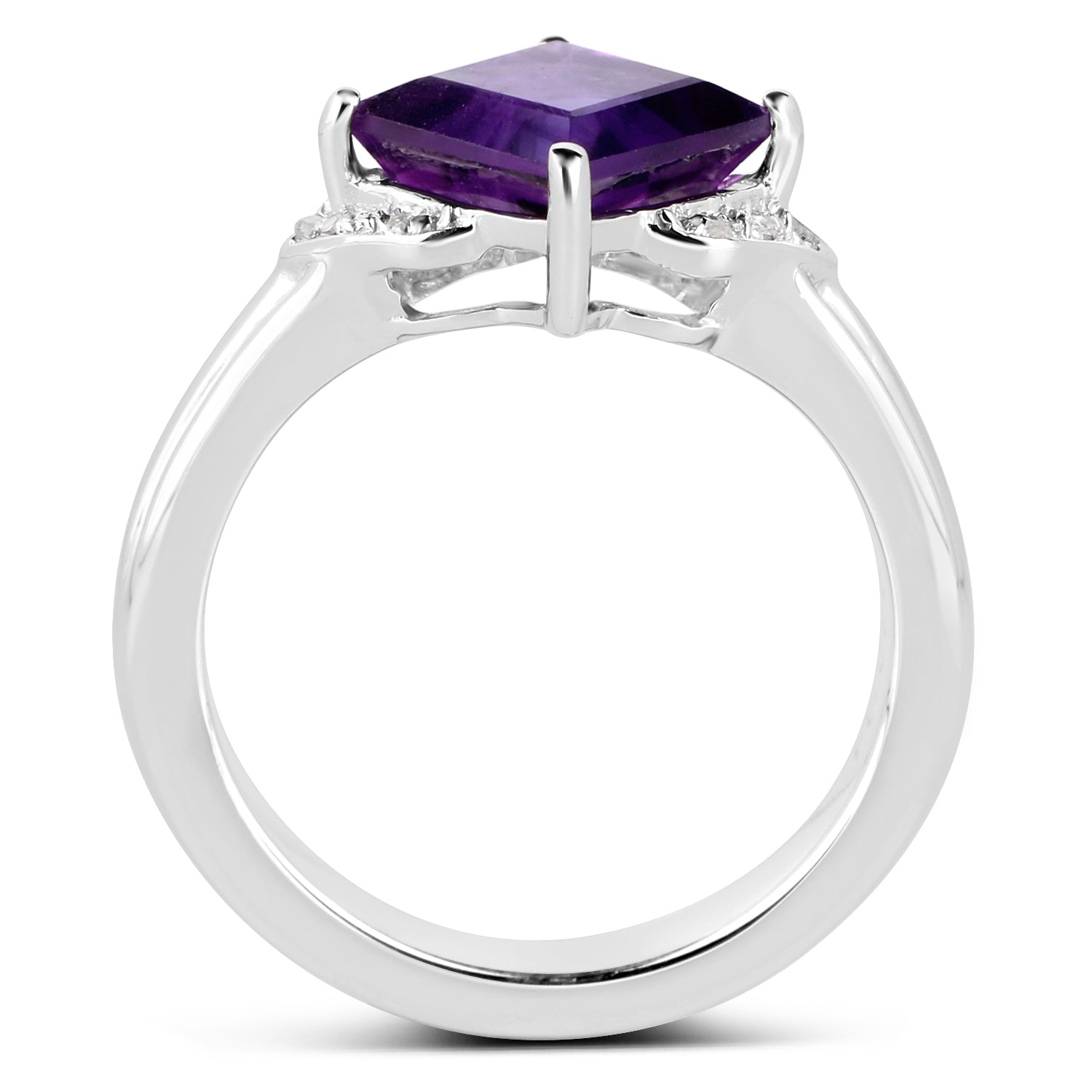 2.55 Carat Genuine Amethyst and White Topaz .925 Sterling Silver Ring by Bids.com