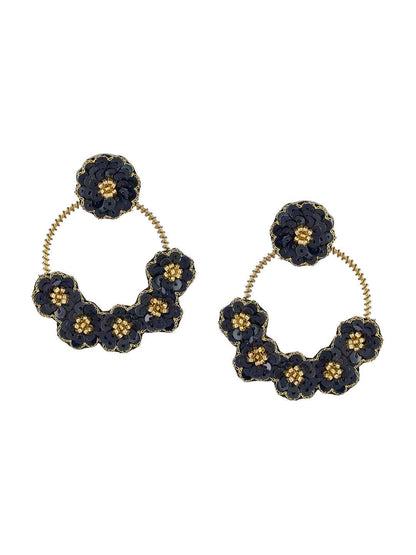 Shoshaa Black Floral Drop Earrings