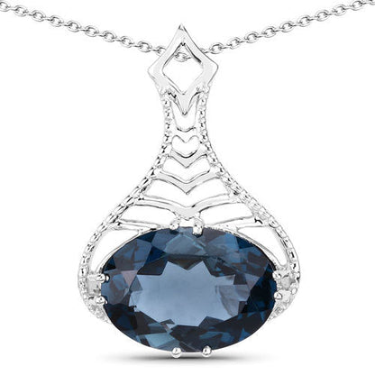 6.65 Carat Genuine London Blue Topaz .925 Sterling Silver Pendant by Bids.com
