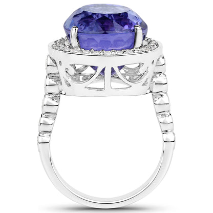 18.50 Carat Genuine Tanzanite and White Diamond 18K White Gold Ring by Bids.com