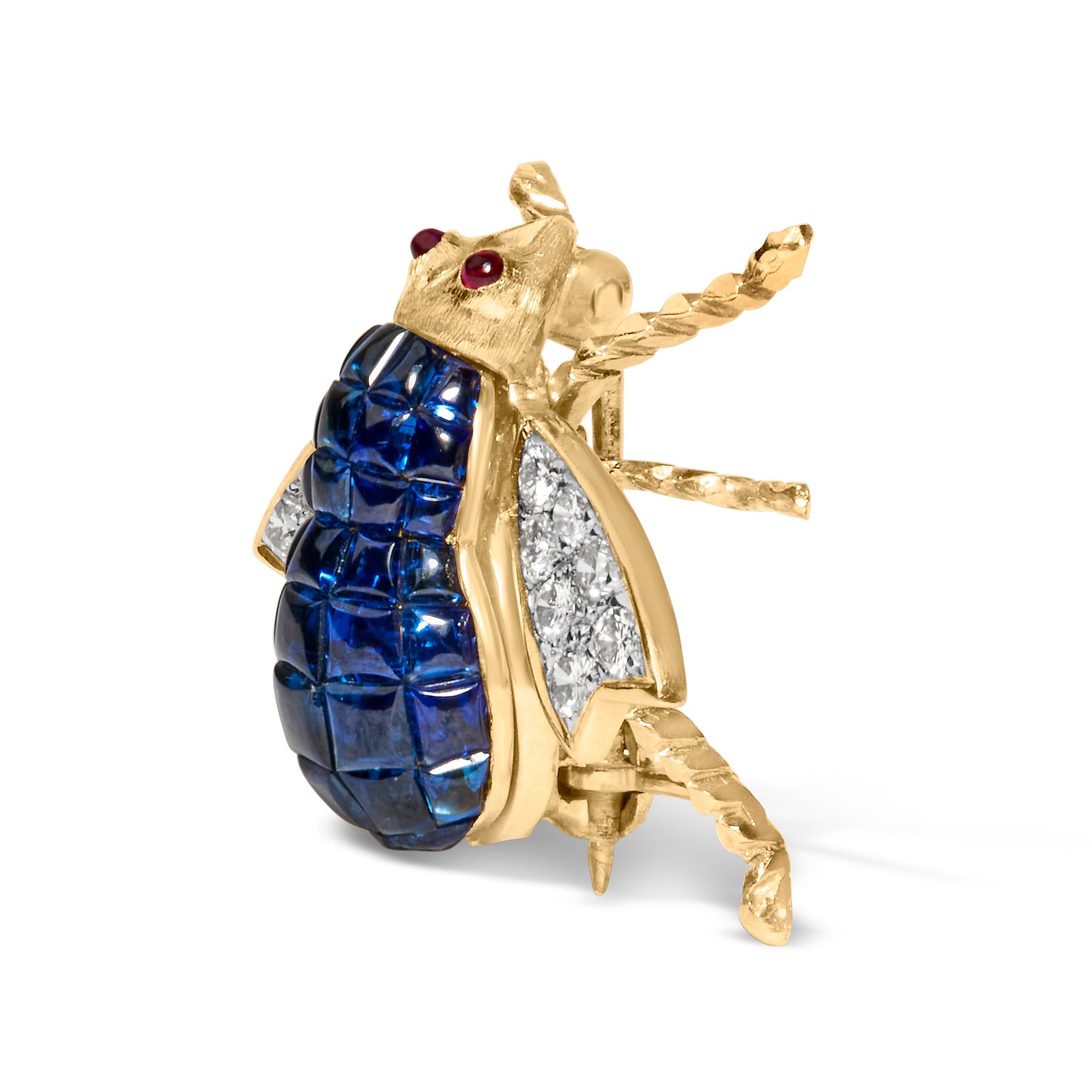 18K Yellow Gold 3/8 Cttw Diamond and 5 4/5 Cttw Blue Sapphire Bumblebee Brooch Pin (F-G Color, VS2-SI1 Clarity) by Bids.com