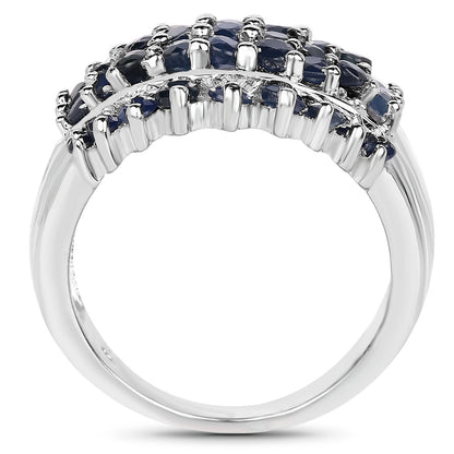 2.70 Carat Genuine Blue Sapphire .925 Sterling Silver Ring by Bids.com