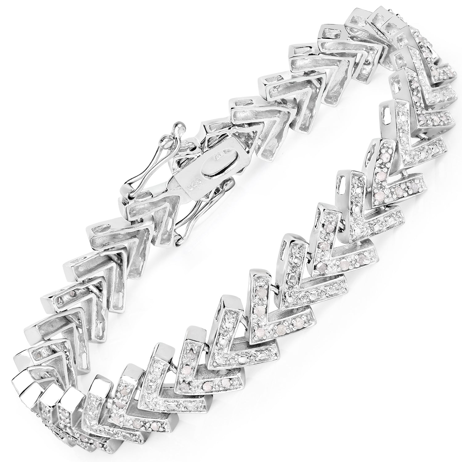 0.90 Carat Genuine White Diamond .925 Sterling Silver Bracelet  DestGlow