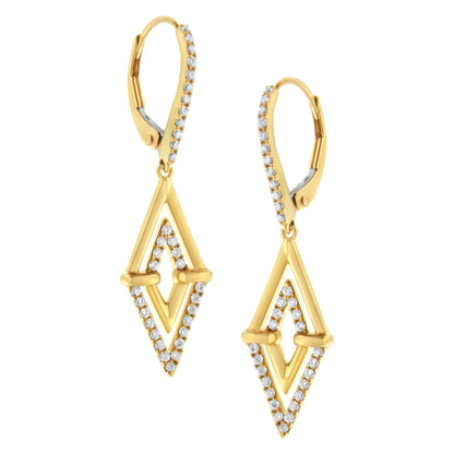 14K Yellow Gold 3/8 Cttw Double Triangle Drop and Dangle Diamond Earrings (G-H Color, SI1-SI2 Clarity) by Bids.com