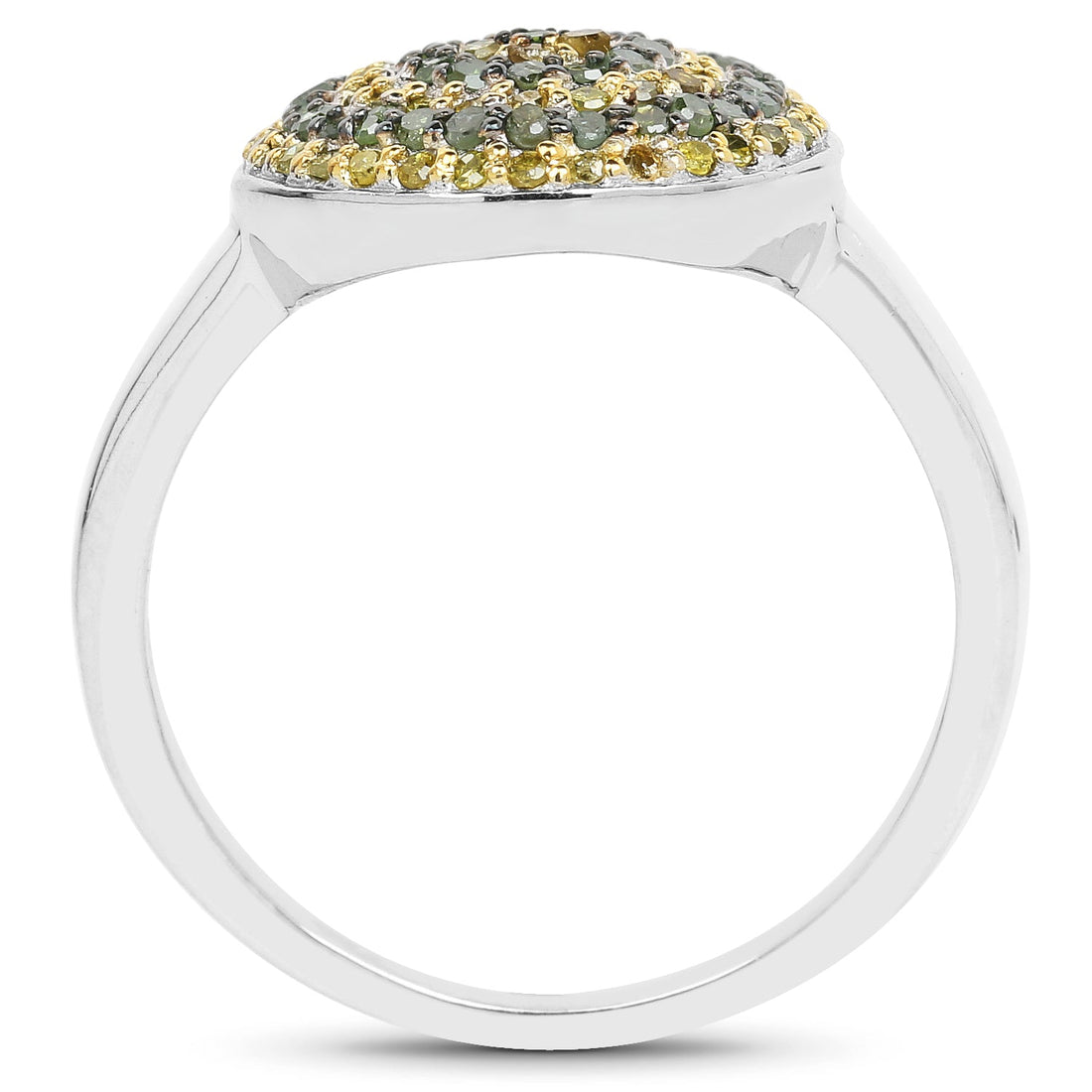 0.39 Carat Genuine Green Diamond and Yellow Diamond .925 Sterling Silver Ring by Bids.com