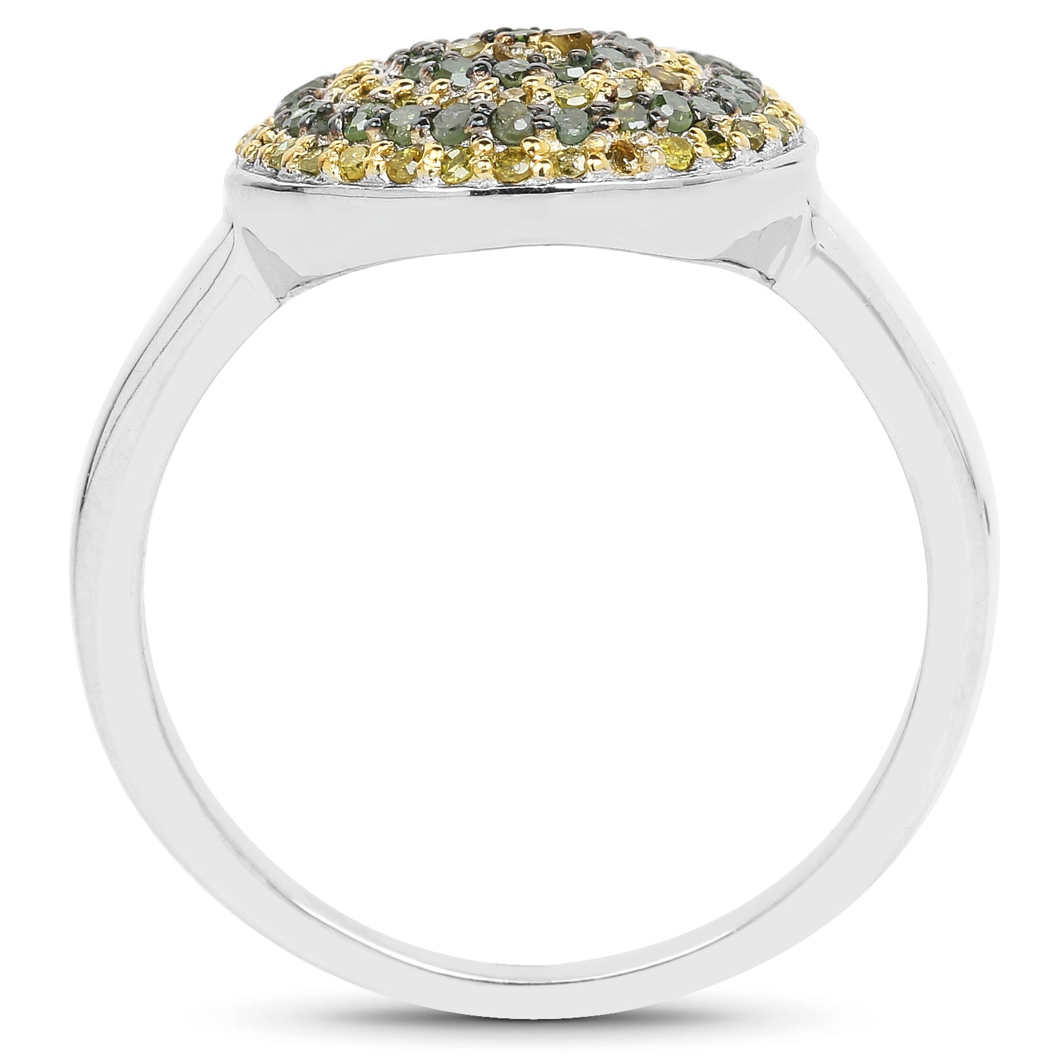 0.39 Carat Genuine Green Diamond and Yellow Diamond .925 Sterling Silver Ring by Bids.com