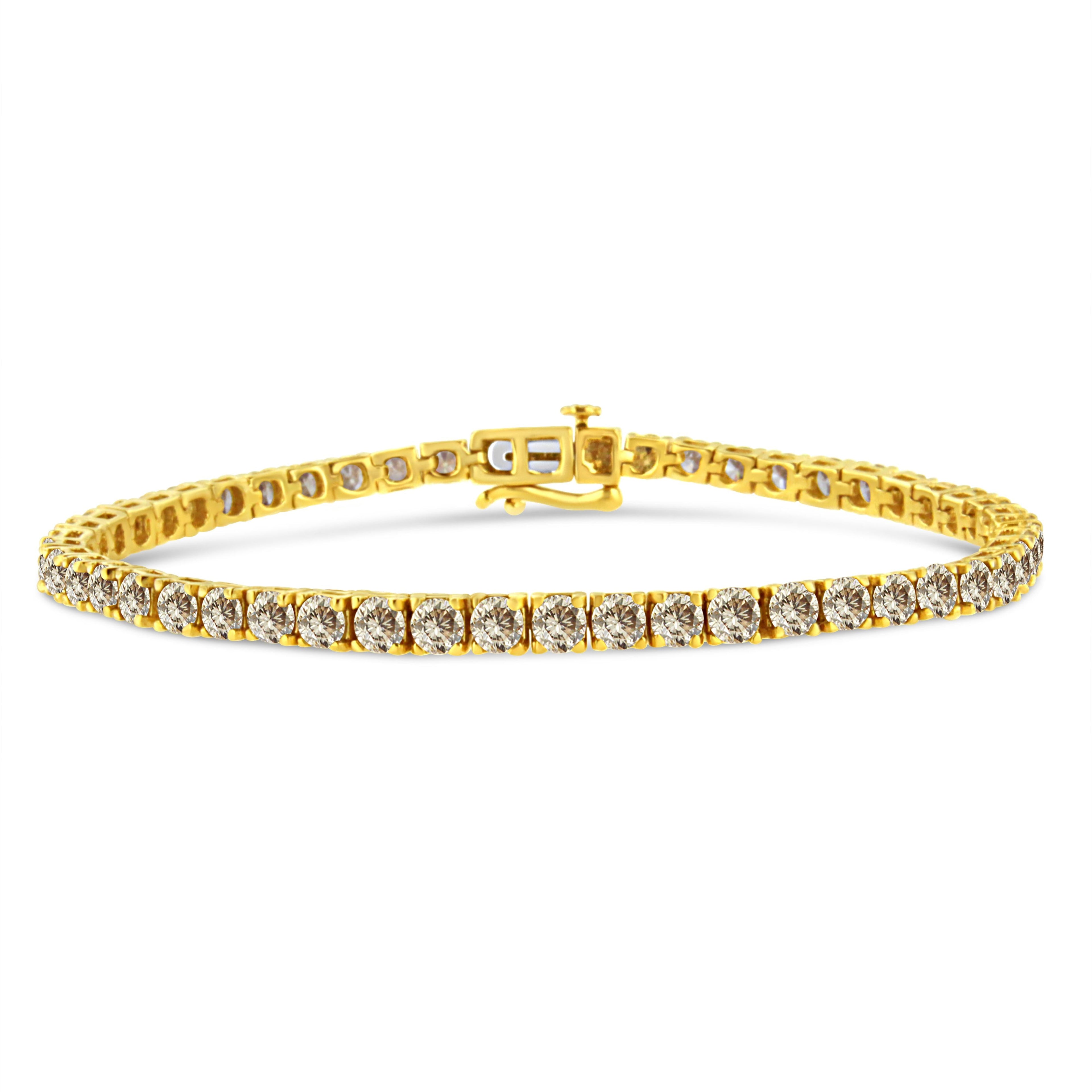 14K Yellow Gold Plated .925 Sterling Silver 8.0 Cttw Diamond Classic Link Tennis Bracelet (K-L Color, I2-I3 Clarity) - 7-1/4" by Bids.com