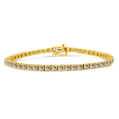 14K Yellow Gold Plated .925 Sterling Silver 8.0 Cttw Diamond Classic Link Tennis Bracelet (K-L Color, I2-I3 Clarity) - 7-1/4" by Bids.com