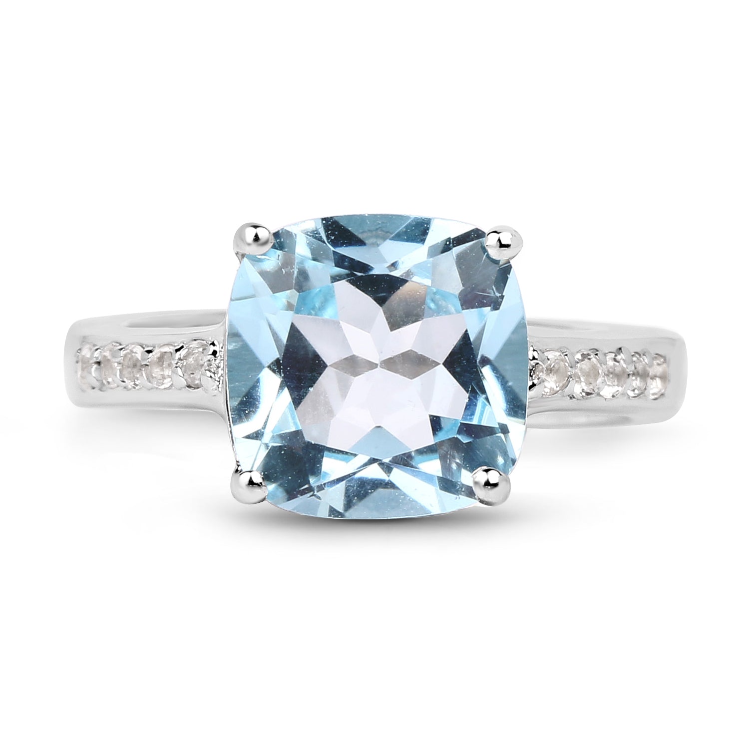 4.62 Carat Genuine Blue Topaz and White Topaz .925 Sterling Silver Ring by Bids.com