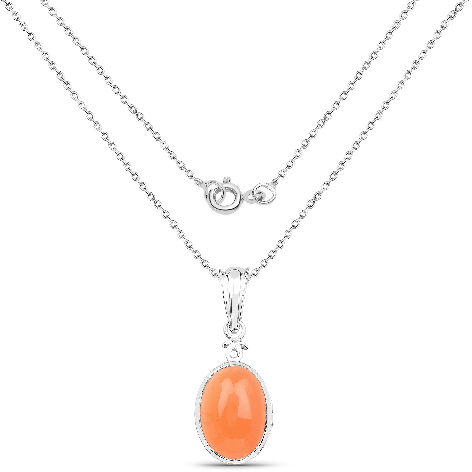 6.00 Carat Genuine Peach Moonstone .925 Sterling Silver Pendant  DestGlow
