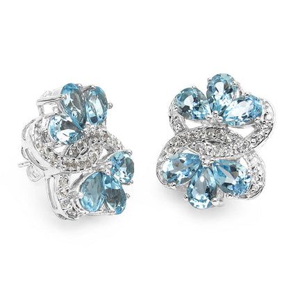 10.26 Carat Genuine Blue Topaz &amp; White Topaz .925 Sterling Silver Earrings by Bids.com