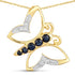 0.56 Carat Genuine Blue Sapphire and White Zircon .925 Sterling Silver Necklace  DestGlow