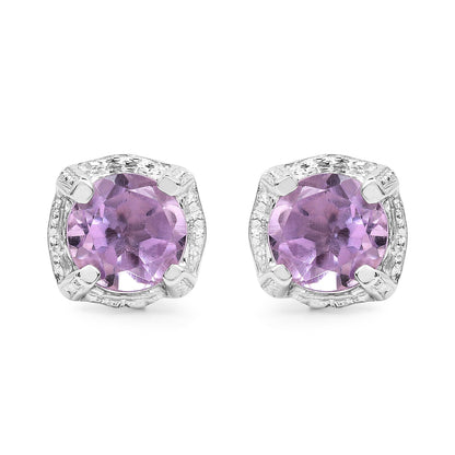 1.46 Carat Genuine Amethyst .925 Sterling Silver Earrings  DestGlow