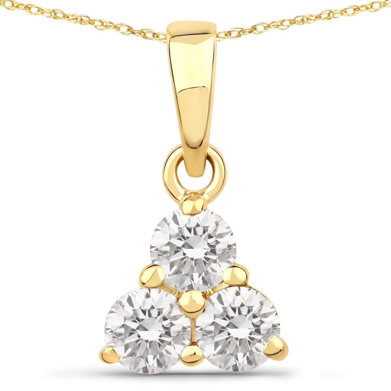 0.51 Carat Genuine Lab Grown Diamond 14K Yellow Gold Pendant  DestGlow