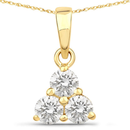 0.51 Carat Genuine Lab Grown Diamond 14K Yellow Gold Pendant  DestGlow