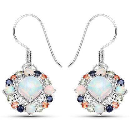 4.73 Carat Genuine Multi Stone .925 Sterling Silver Earrings  DestGlow
