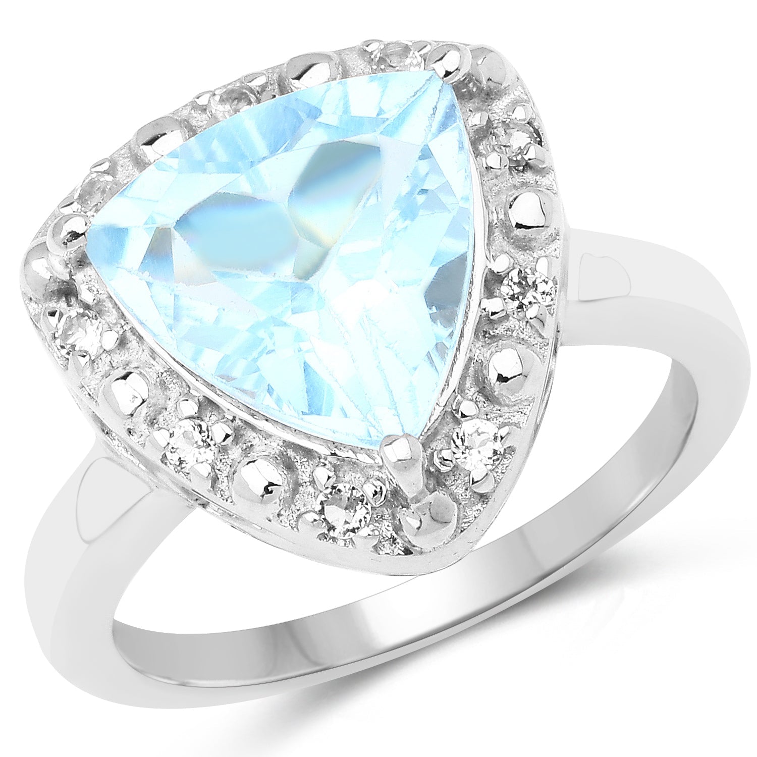 5.05 Carat Genuine Blue Topaz and White Topaz .925 Sterling Silver Ring by Bids.com