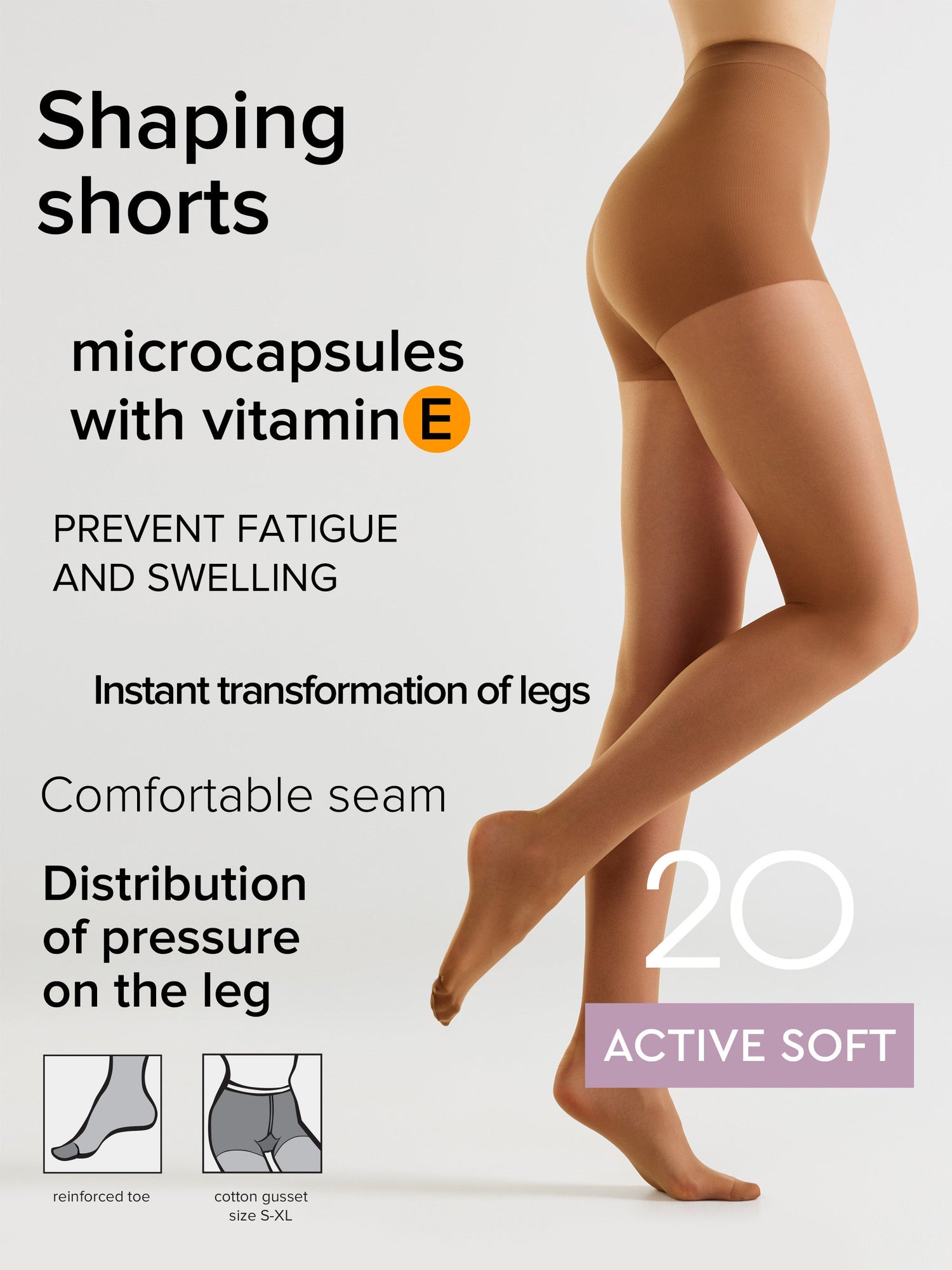 Tights Conte Active Soft 20 Den - Shaping Support with Vitamin E  DestGlow