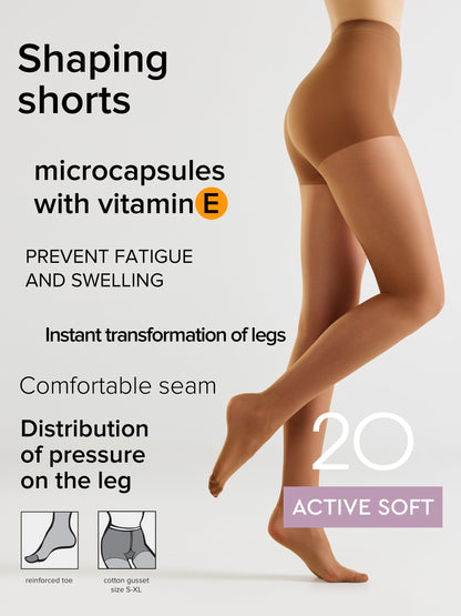 Tights Conte Active Soft 20 Den - Shaping Support with Vitamin E  DestGlow