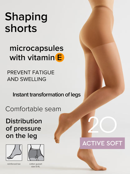 Tights Conte Active Soft 20 Den - Shaping Support with Vitamin E  DestGlow