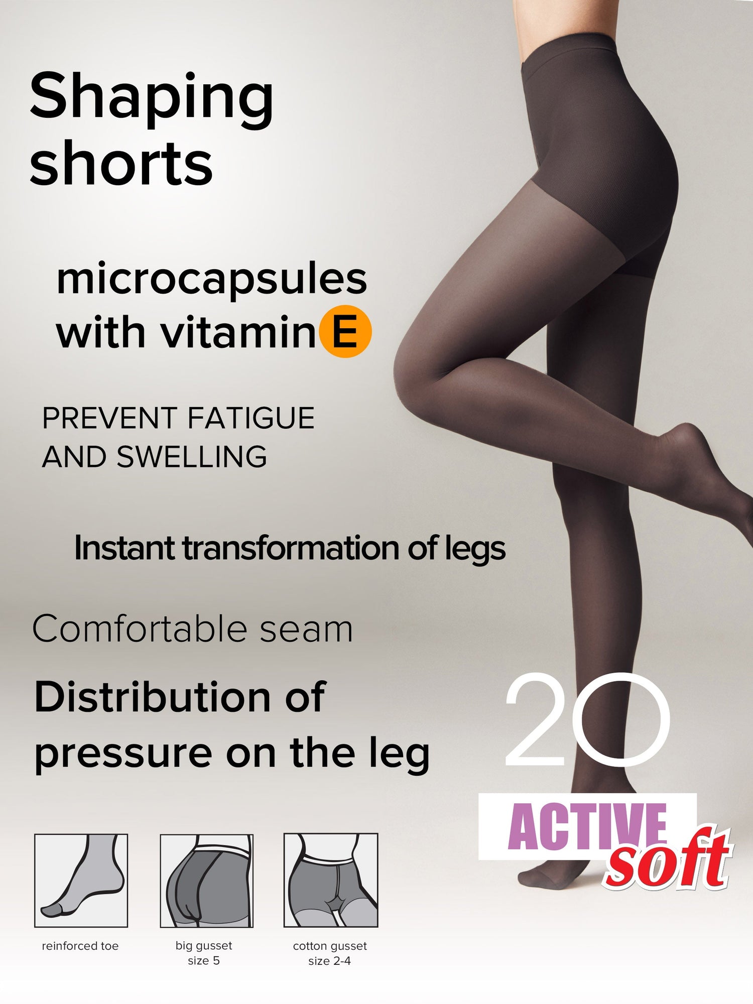Tights Conte Active Soft 20 Den - Shaping Support with Vitamin E