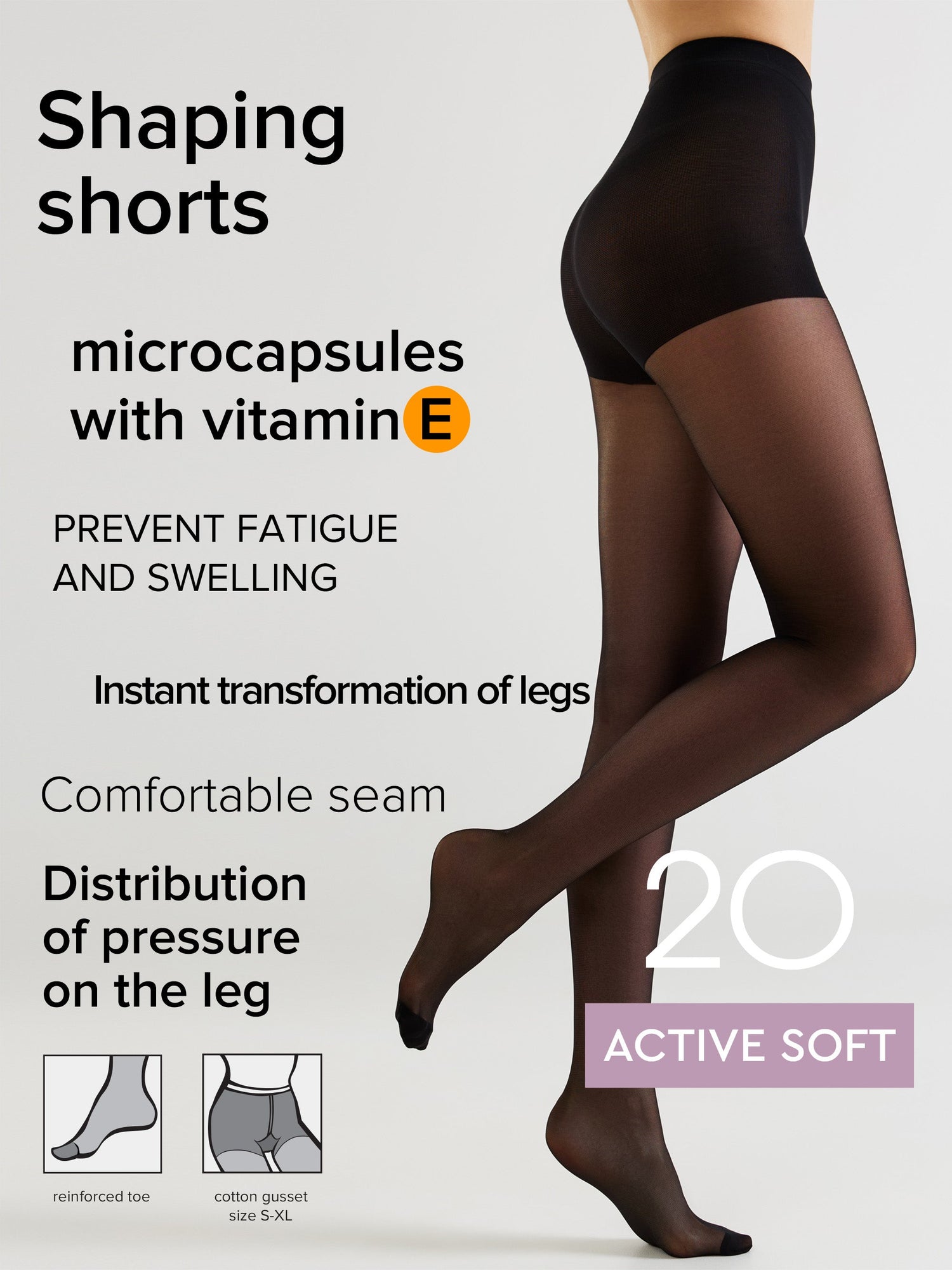 Tights Conte Active Soft 20 Den - Shaping Support with Vitamin E  DestGlow