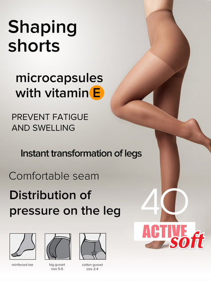 Tights Conte Active Soft 40 Den - Shaping Support with Vitamin E by TheRanok.com