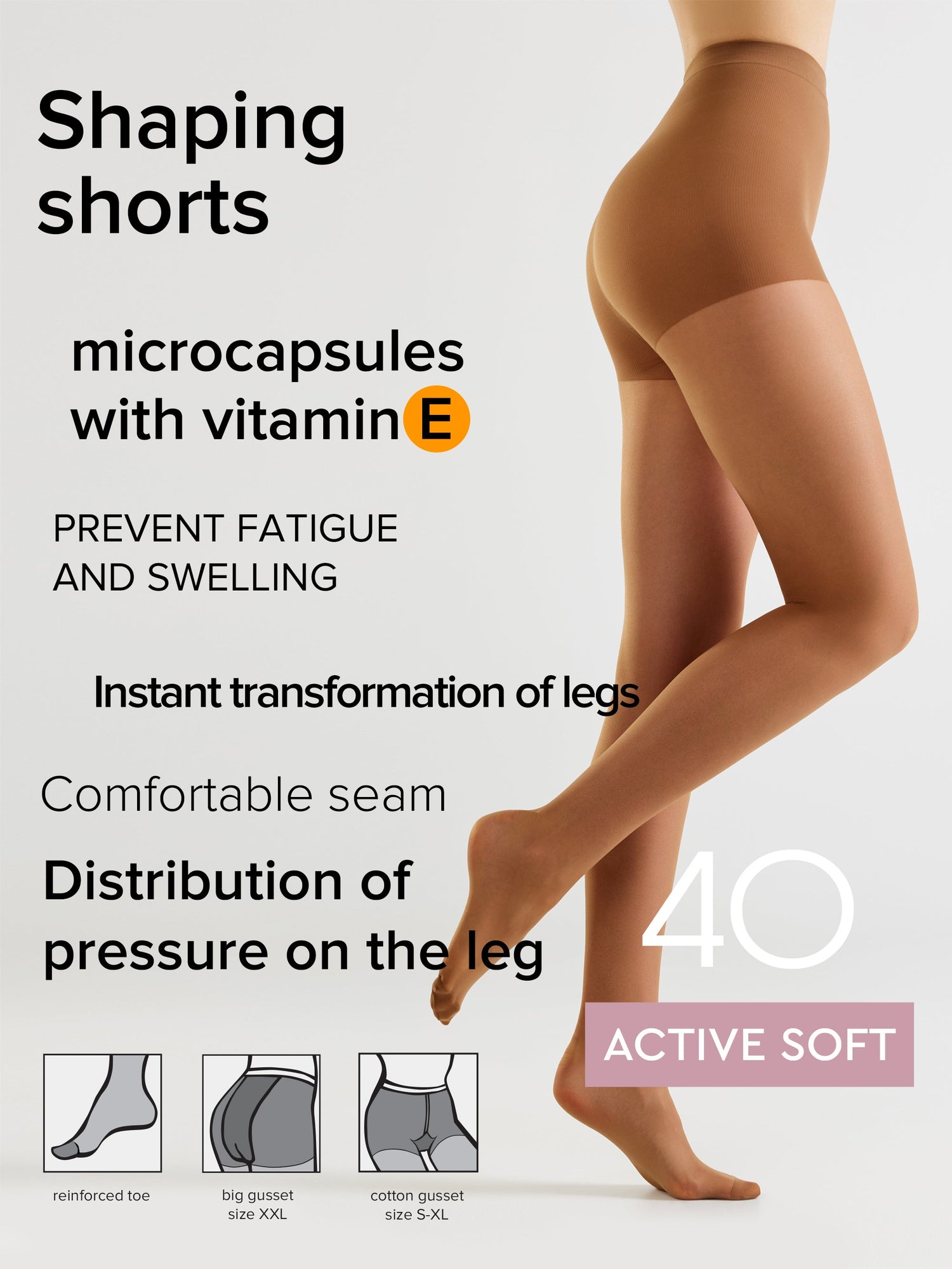 Tights Conte Active Soft 40 Den - Shaping Support with Vitamin E  DestGlow