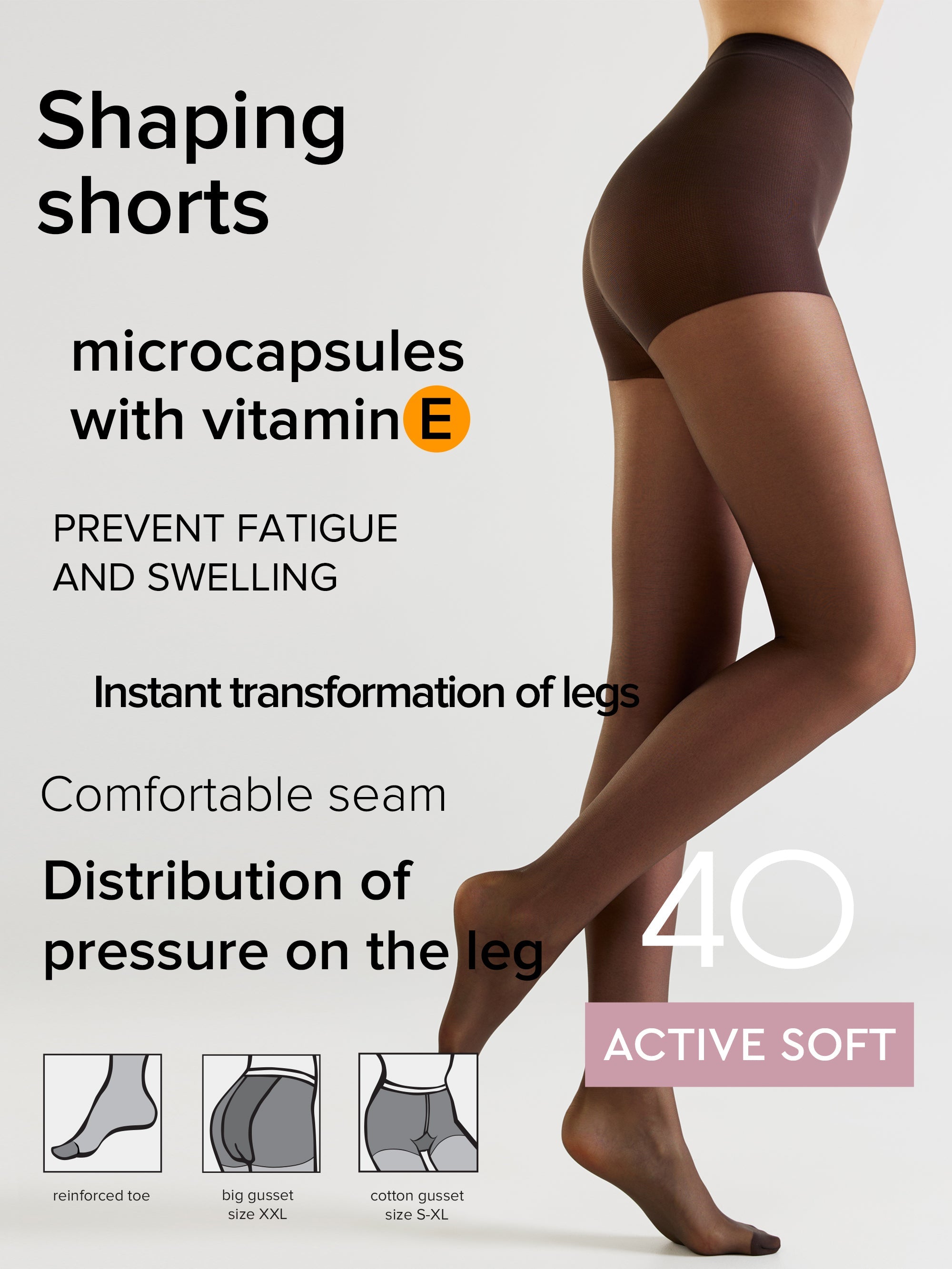 Tights Conte Active Soft 40 Den - Shaping Support with Vitamin E  DestGlow